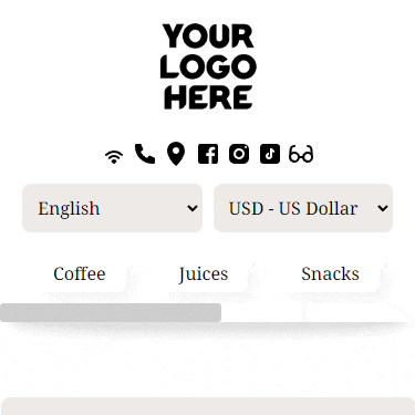 Switching a menu to another language and currency in two taps