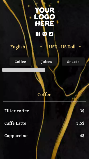 A printable menu